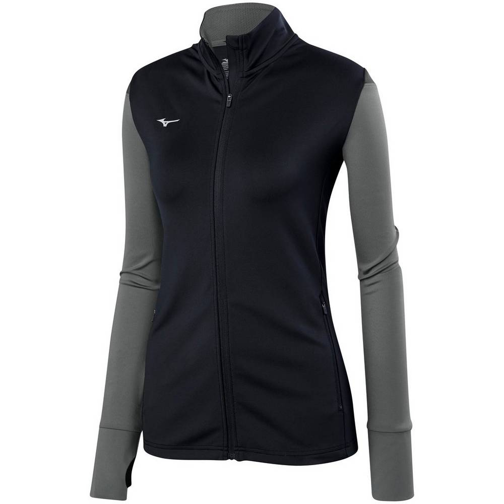 Casaco Mizuno Voleibol Horizon Full Zip - Mulher - Pretas/Cinzentas - VXGJO7531